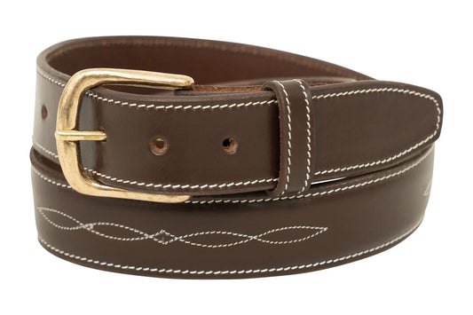 Huntley Fancy Stitched Ladies 1.5" Inch wide belt, Brown Huntley Equestrian