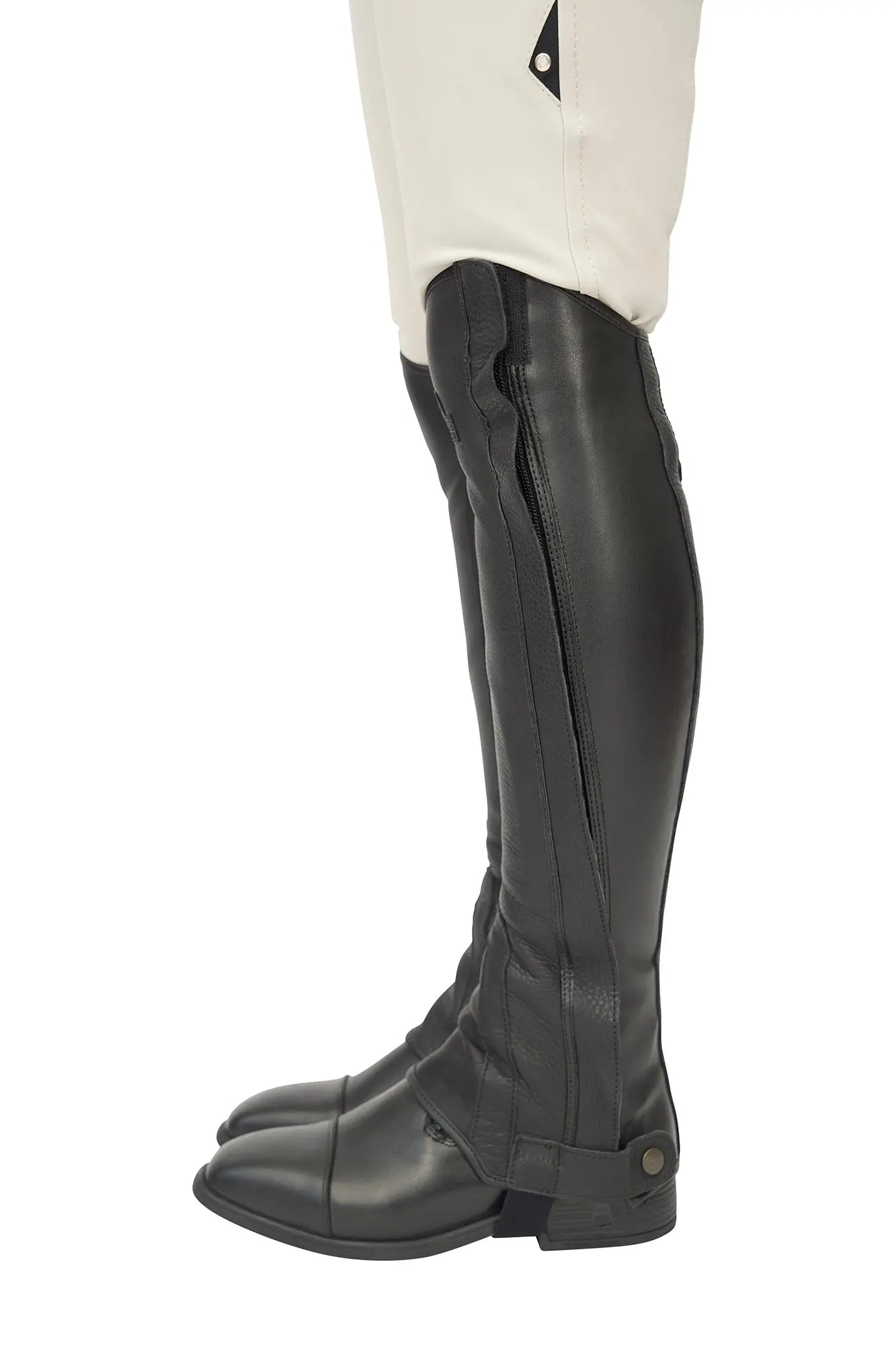 Grand Prix LC Italian Full Leather Half Chaps, Black Grand Prix