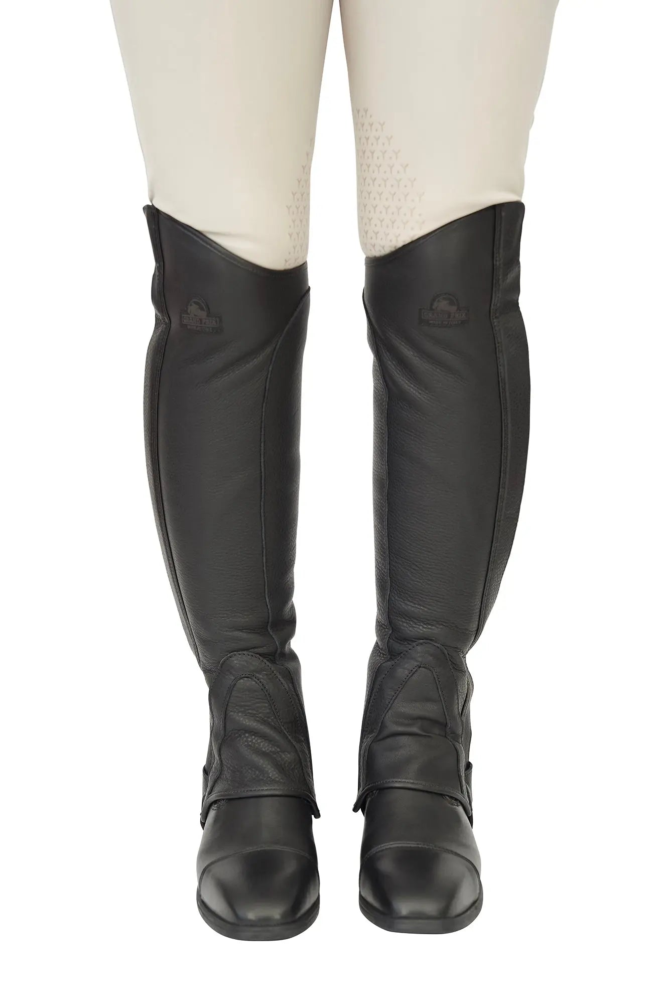 Grand Prix LC Italian Full Leather Half Chaps, Black Grand Prix