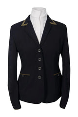 Grand Prix Saltare Premio 4 Button Riding Show Coat, Black with Moss Green Grand Prix