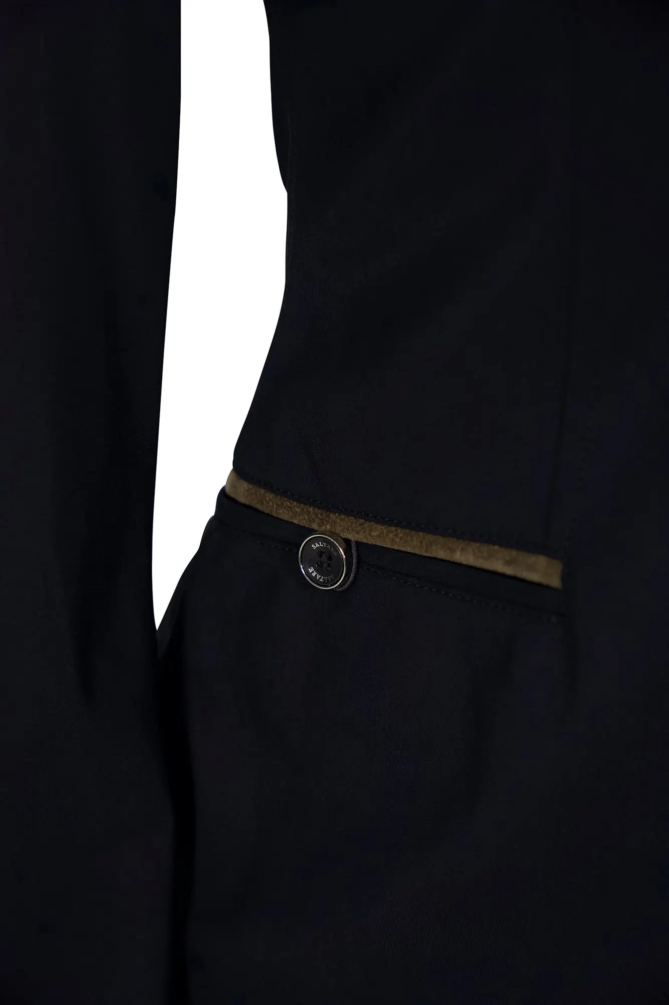 Grand Prix Saltare Premio 4 Button Riding Show Coat, Black with Moss Green Grand Prix