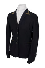 Grand Prix Saltare Premio 4 Button Riding Show Coat, Black with Moss Green Grand Prix