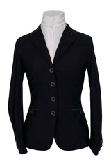 Grand Prix Saltare Premio Riding Show Coat, Black with Dark Green Huntley Equestrian