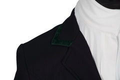 Grand Prix Saltare Premio Riding Show Coat, Black with Dark Green Huntley Equestrian