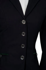 Grand Prix Saltare Premio Riding Show Coat, Black with Dark Green Huntley Equestrian