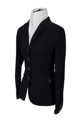 Grand Prix Saltare Premio Riding Show Coat, Black with Dark Green Huntley Equestrian