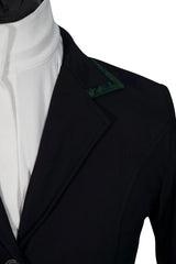 Grand Prix Saltare Premio Riding Show Coat, Black with Dark Green Huntley Equestrian