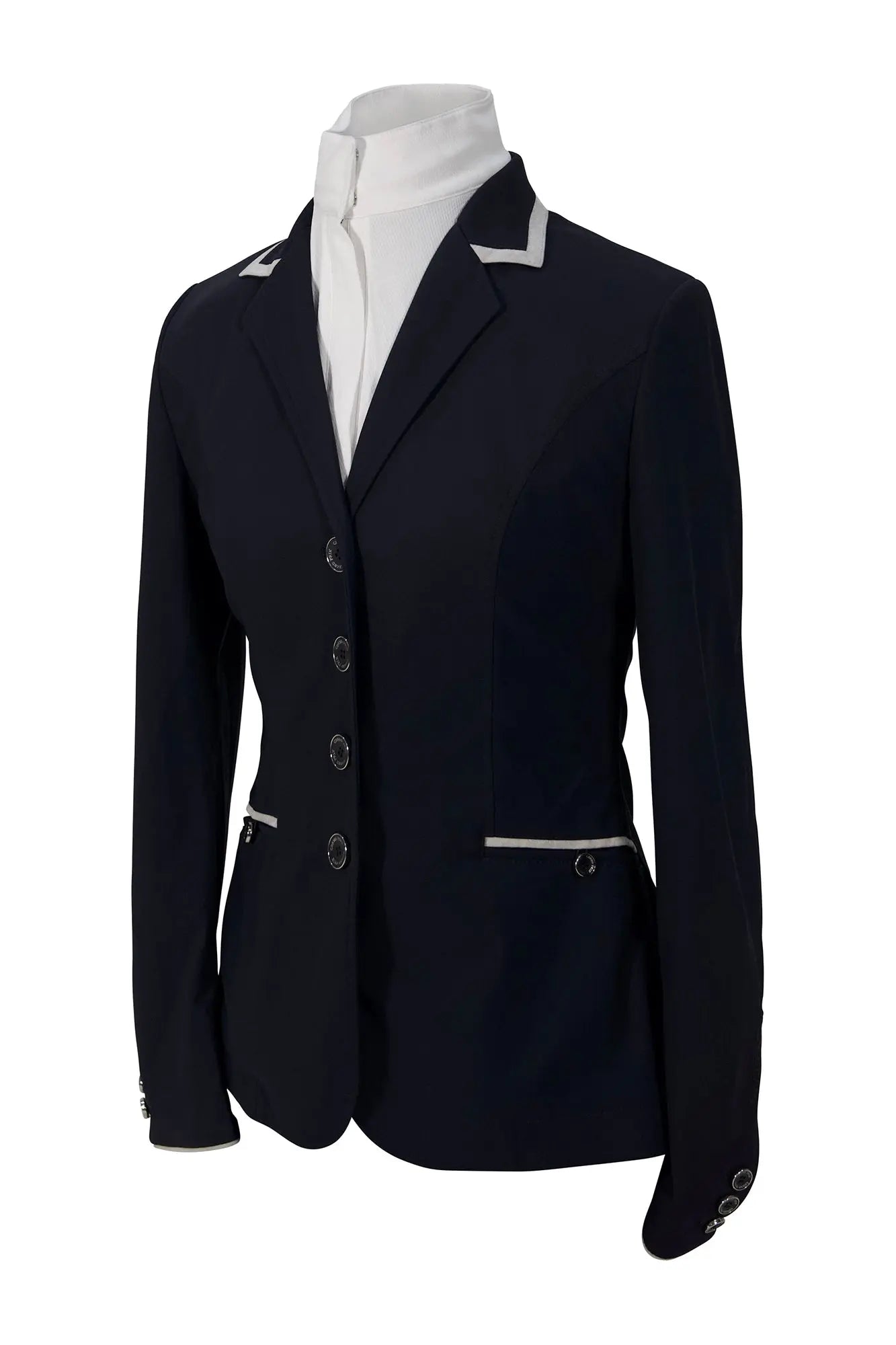 Grand Prix Saltare Premio Riding Show Coat, Navy with Grey Huntley Equestrian