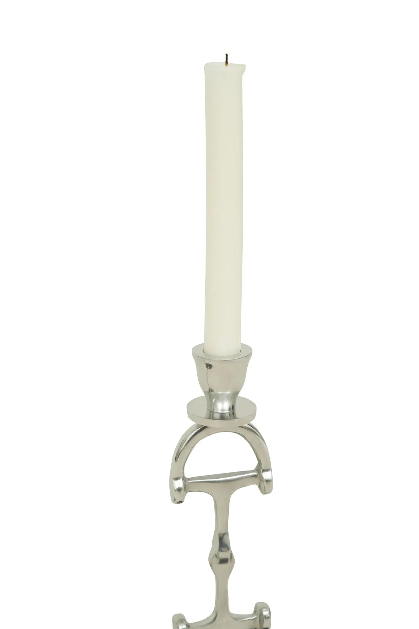 Huntley D Bit Candle Sticks, Pair in Aluminum Silver Finish Huntley Equestrian