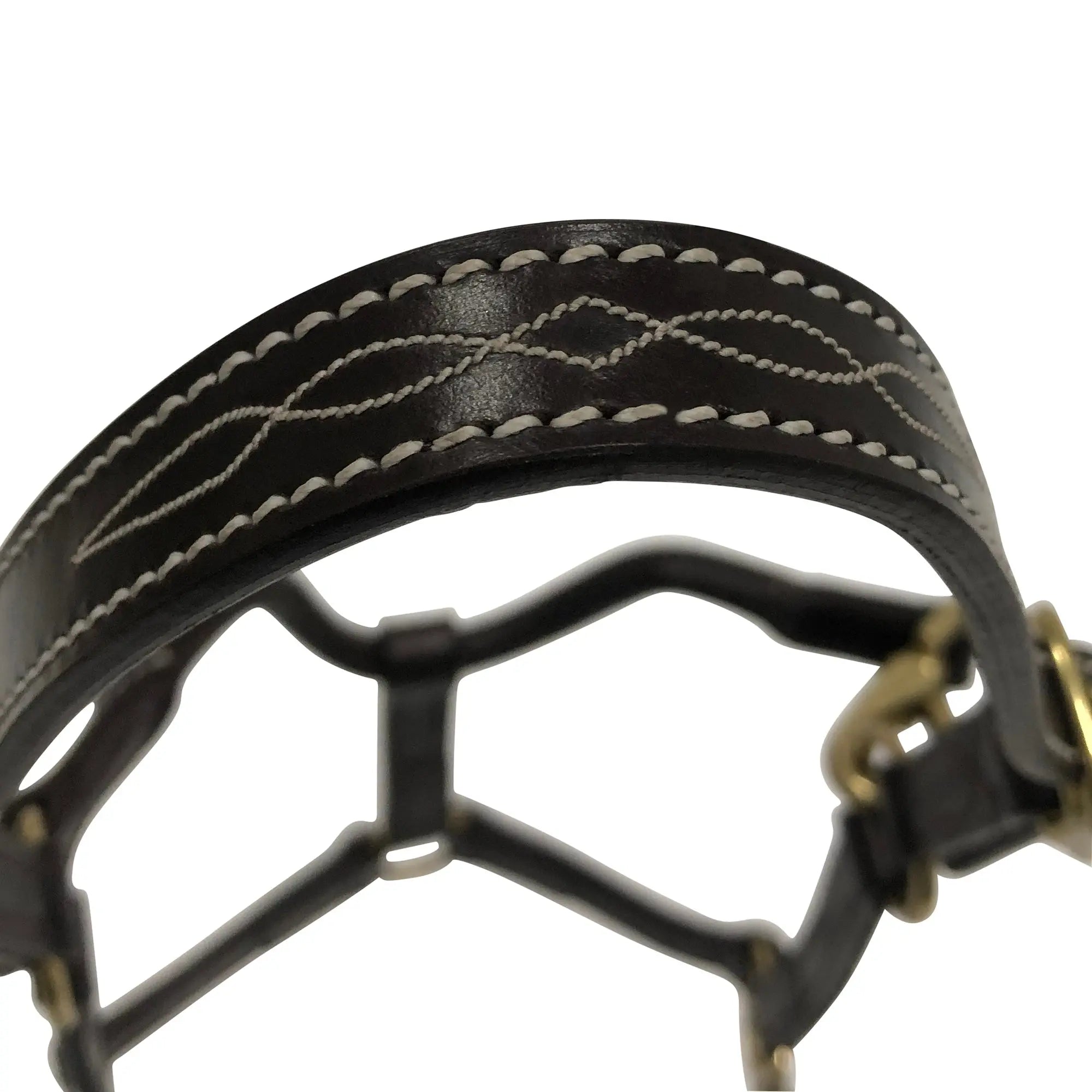 Huntley Equestrian Fancy Stitched Adjustable Premium Leather Pony Halter with Brass Hardware - Huntley Equestrian