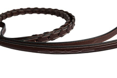 Huntley Equestrian Fancy Stitched Rubber Lined Laced Reins, Size Full - Huntley Equestrian