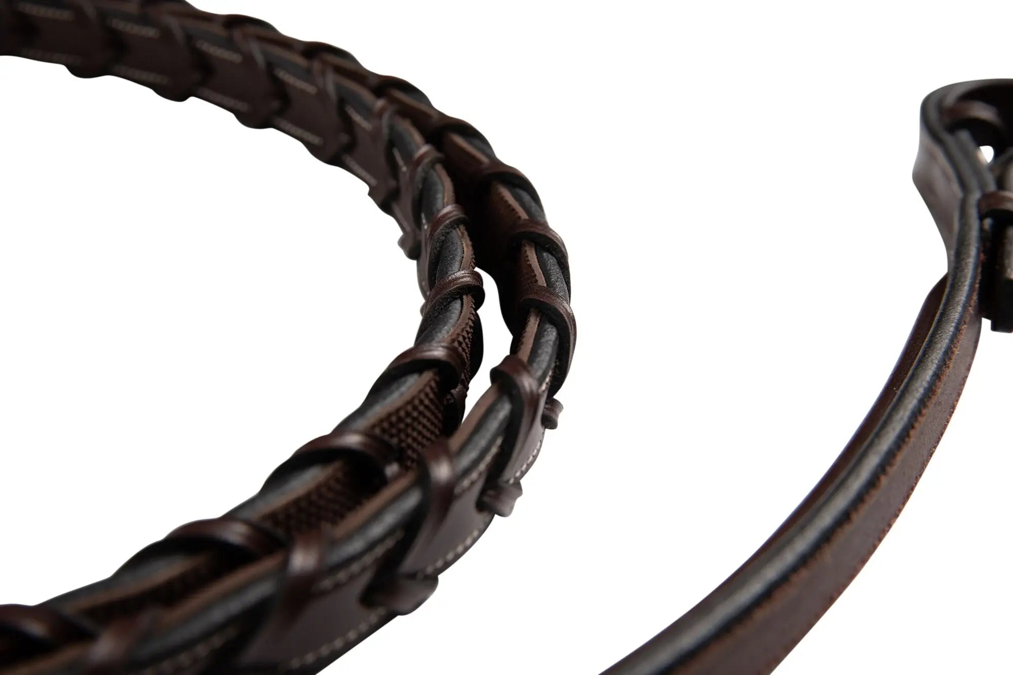 Huntley Equestrian Fancy Stitched Rubber Lined Laced Reins, Size Full - Huntley Equestrian