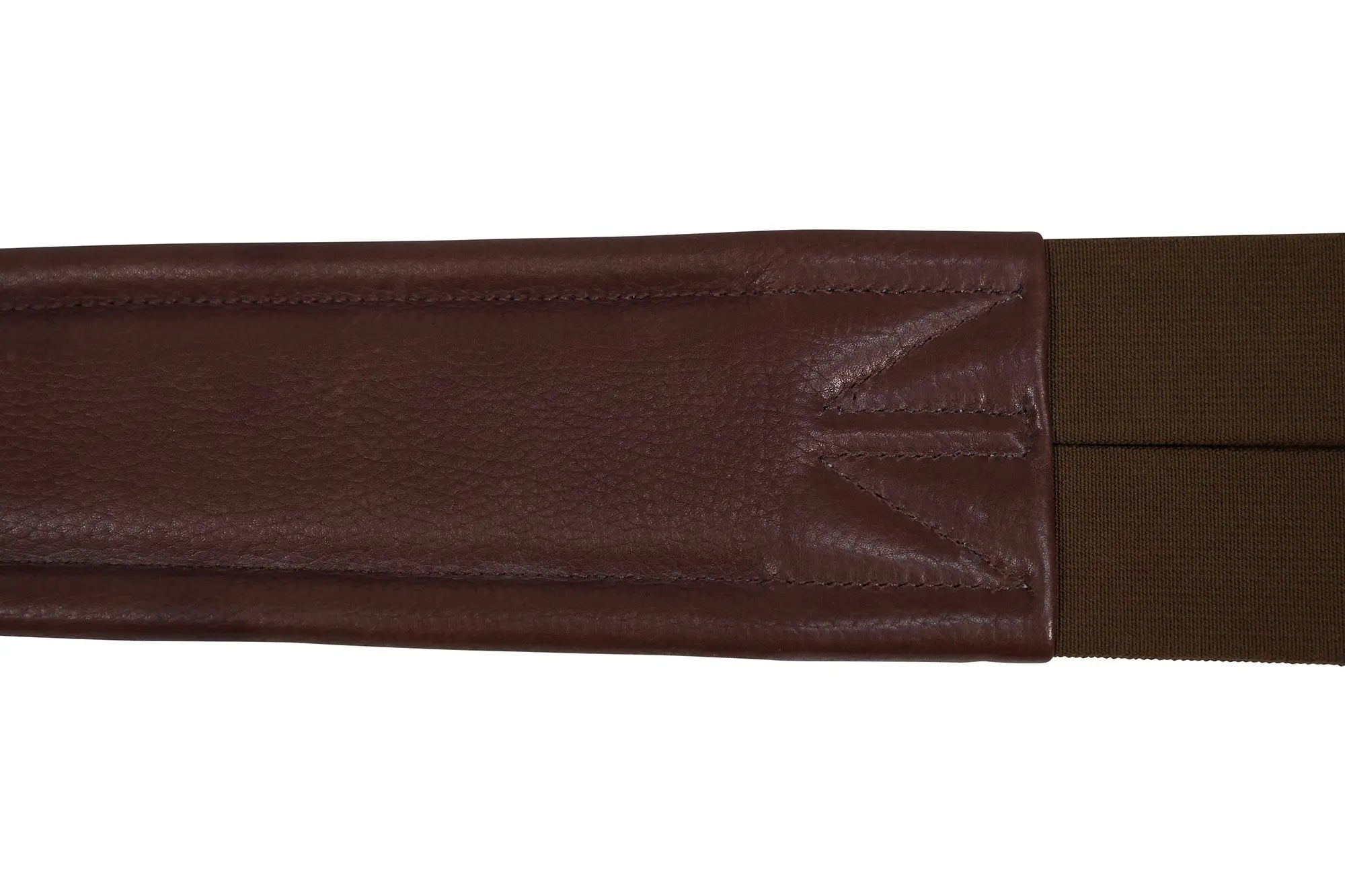 Huntley Equestrian Sedgwick Leather Fancy Stitched Padded Leather Contour Shaped Girth with Double End Elastic Huntley Equestrian