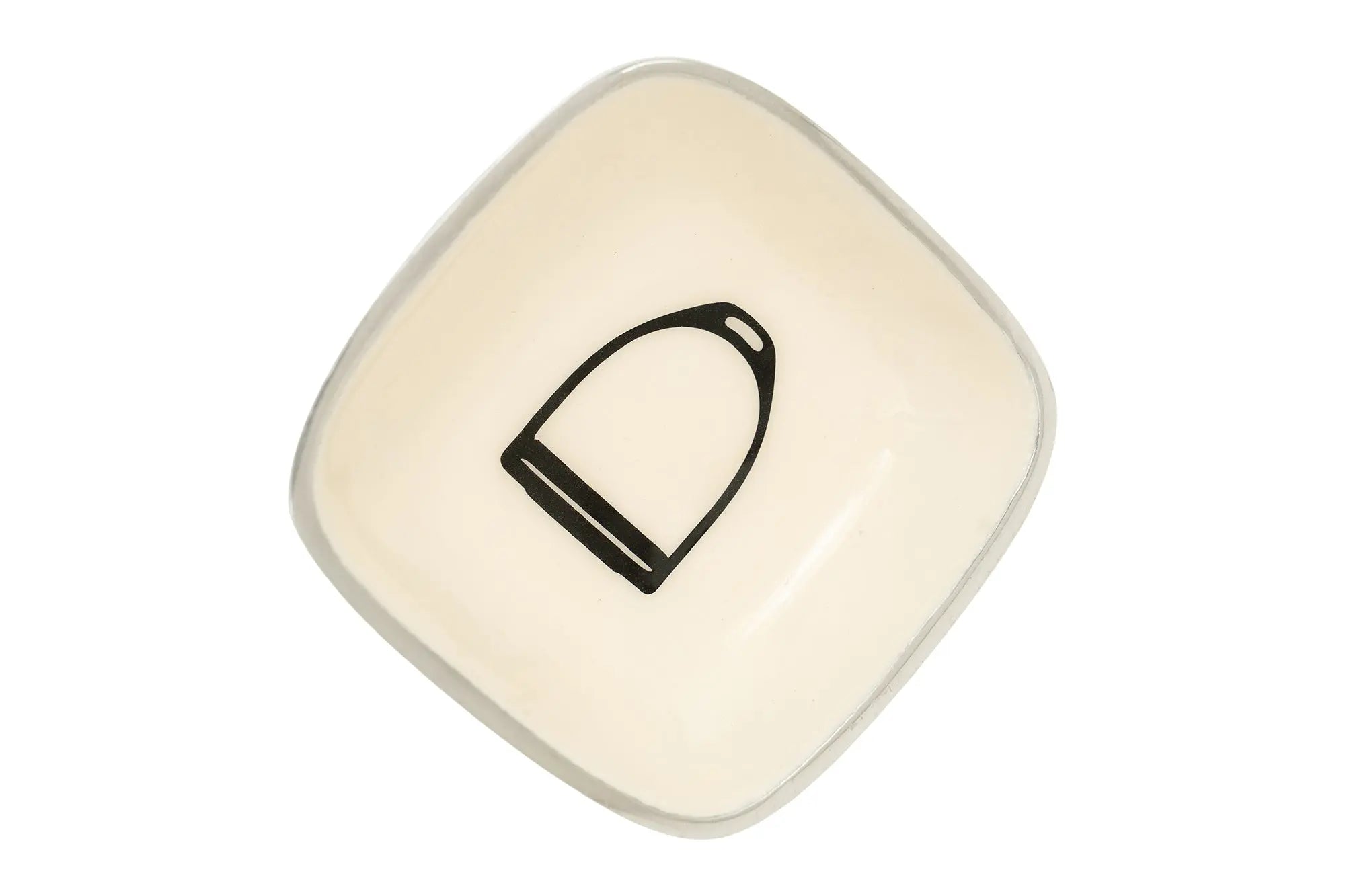 Huntley Equestrian Small Square White Bowl with Stirrup Design Huntley Equestrian