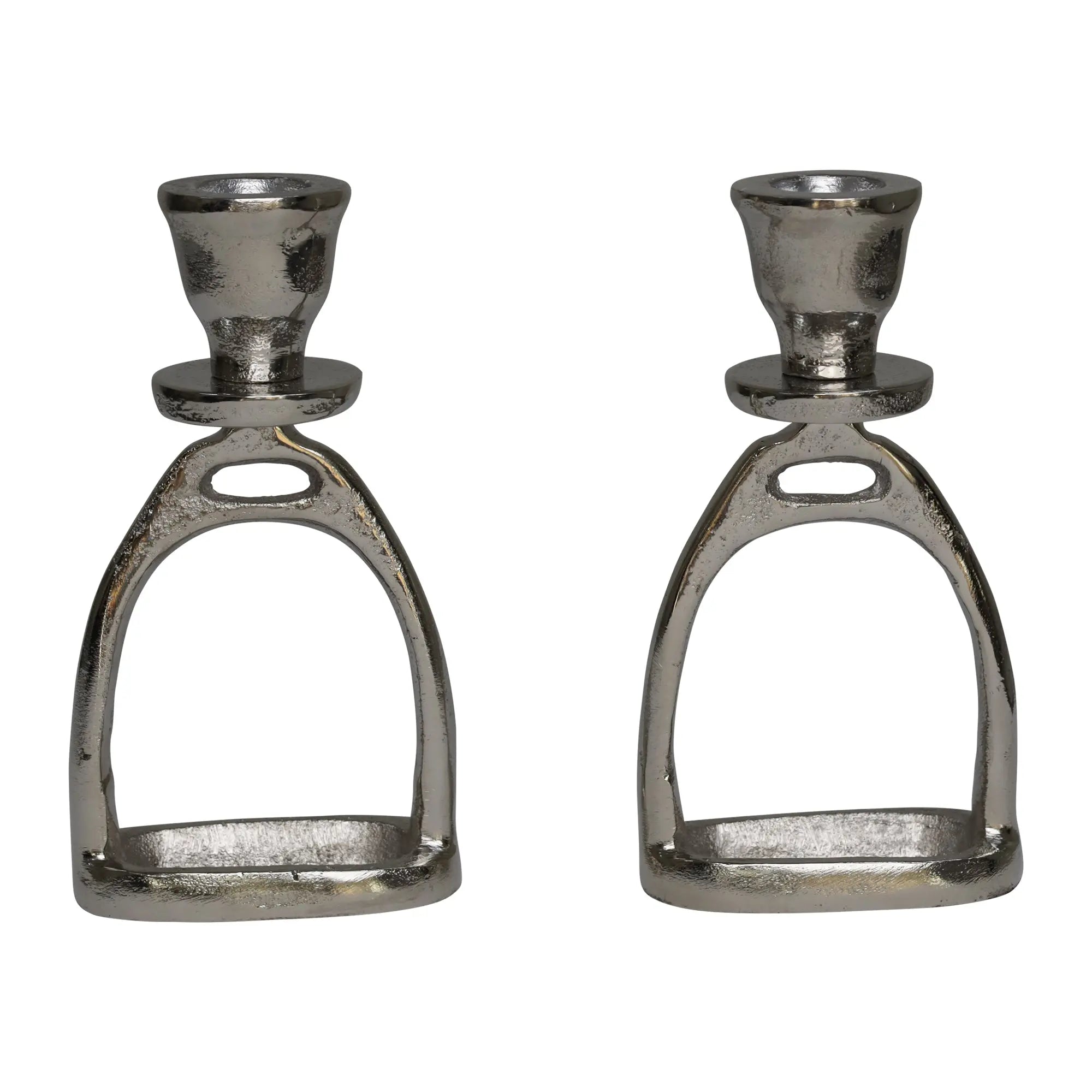 Huntley Equestrian Stirrup Candle Stick Holders, Silver set of 2 Huntley Equestrian