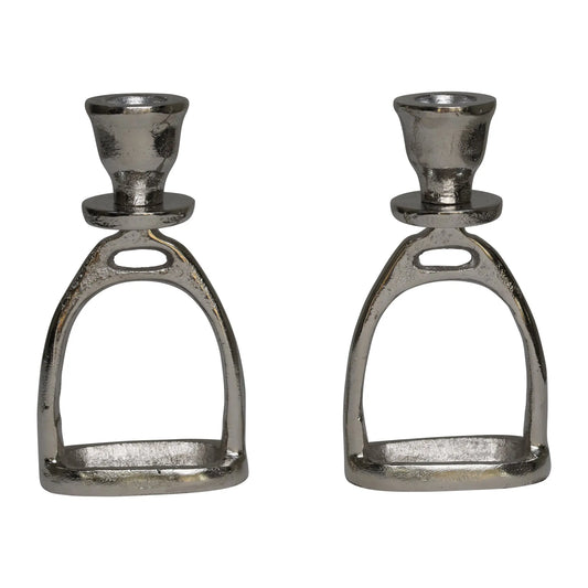 Huntley Equestrian Stirrup Candle Stick Holders, Silver set of 2 Huntley Equestrian