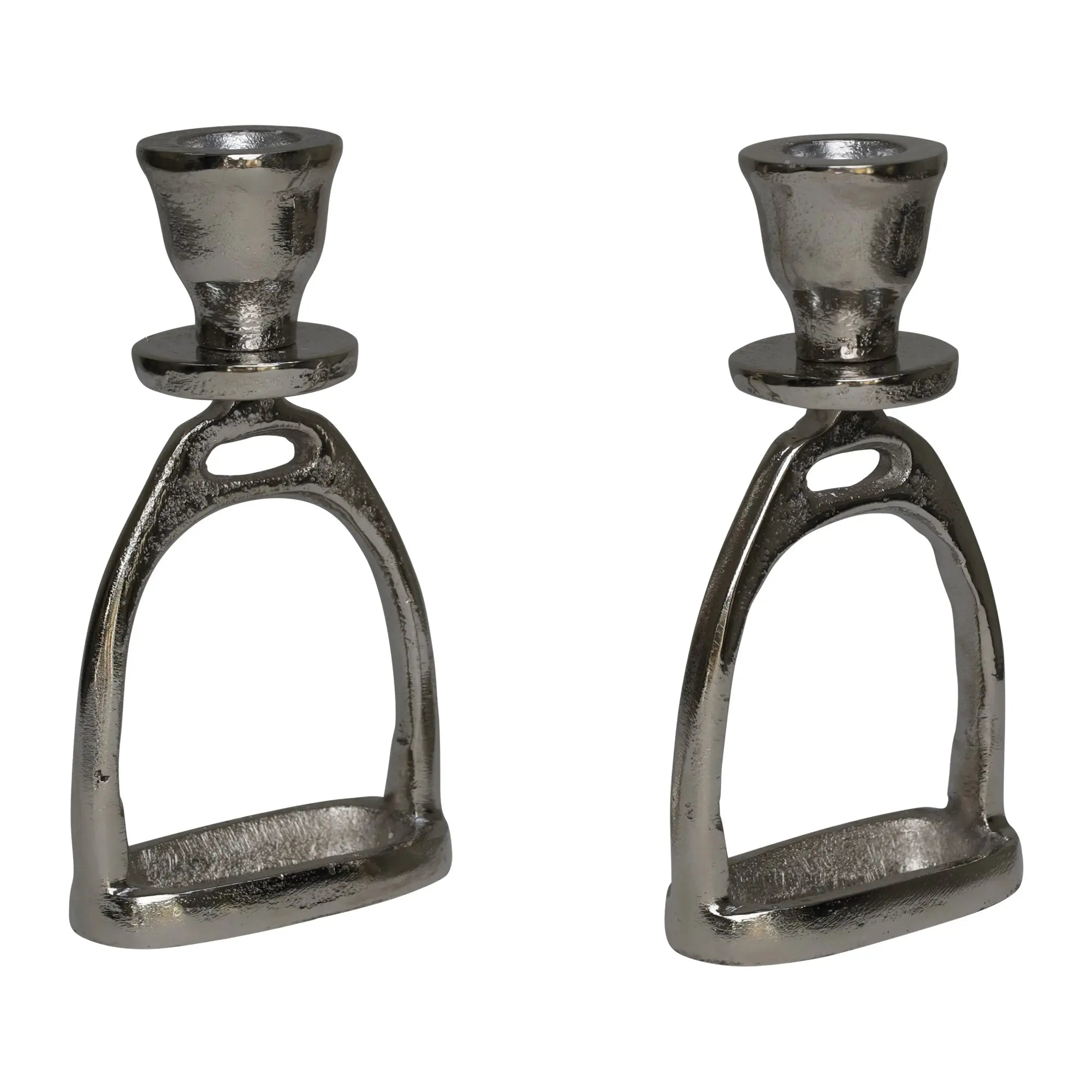 Huntley Equestrian Stirrup Candle Stick Holders, Silver set of 2 Huntley Equestrian