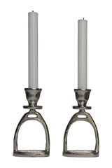 Huntley Equestrian Stirrup Candle Stick Holders, Silver set of 2 Huntley Equestrian