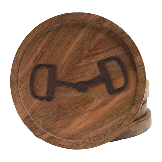 Huntley Equestrian Wooden Coasters with Decorative Bit Design, set of 4 Huntley Equestrian