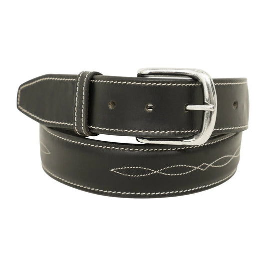 Huntley Fancy Stitched Ladies 1.5" Inch wide belt, Black Huntley Equestrian