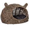 Huntley Pet Wicker Cat Shaped Play House Pet Bed with Cushion