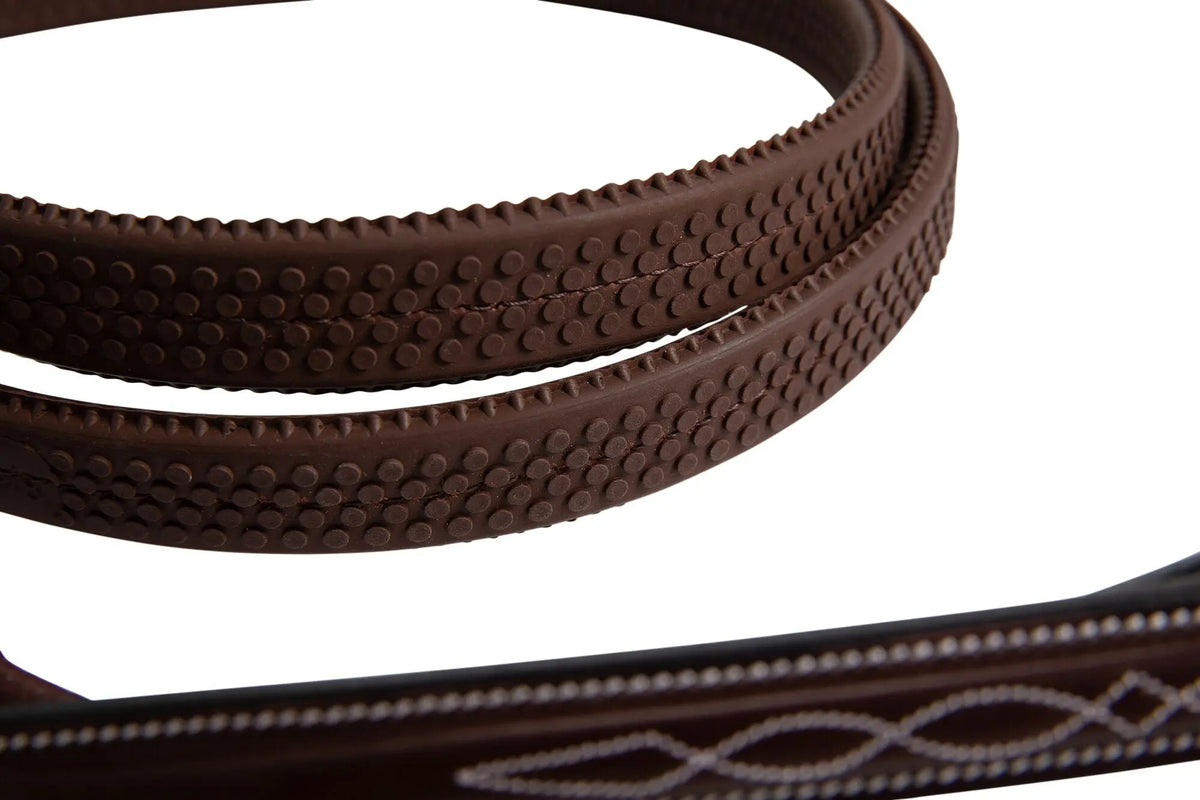 Huntley Equestrian Fancy Stitched Rubber Reins, 5/8" Inch Width - Huntley Equestrian