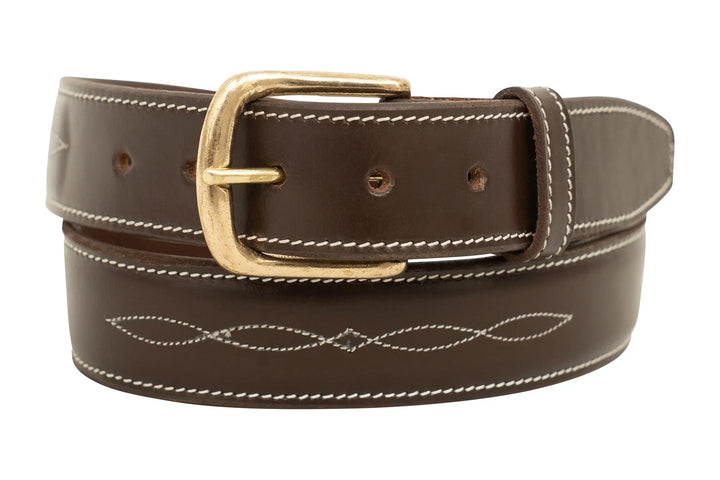 Huntley Fancy Stitched Ladies  1.5" Inch wide belt, Brown Huntley Equestrian