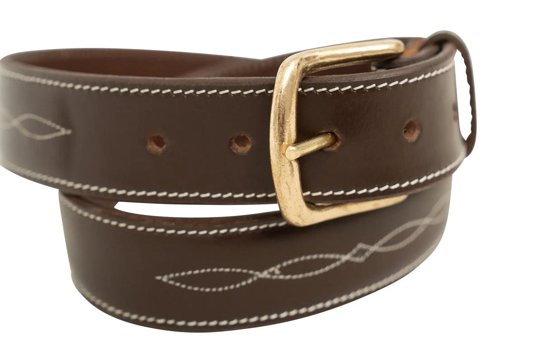 Huntley Fancy Stitched Ladies  1.5" Inch wide belt, Brown Huntley Equestrian