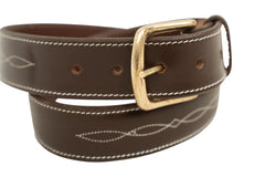 Huntley Fancy Stitched Ladies  1.5" Inch wide belt, Brown Huntley Equestrian
