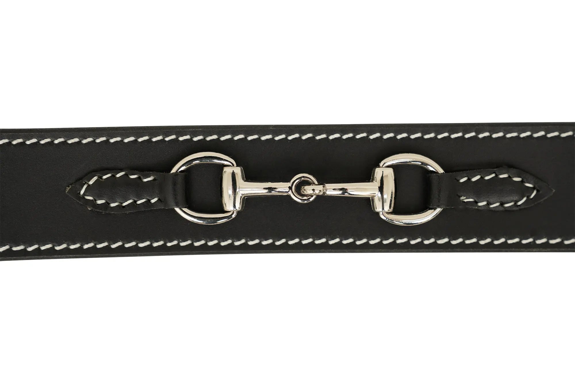 Huntley Equestrian Ladies Stirrup Buckle, Snaffle Bit, 1.5" Inch Width Leather Belt, Black Huntley Equestrian