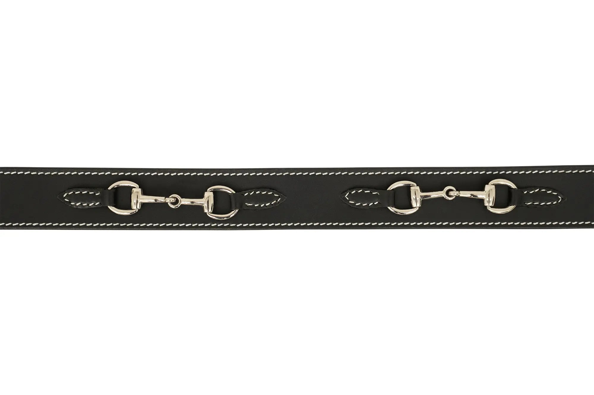 Huntley Equestrian Ladies Stirrup Buckle, Snaffle Bit, 1.5" Inch Width Leather Belt, Black Huntley Equestrian