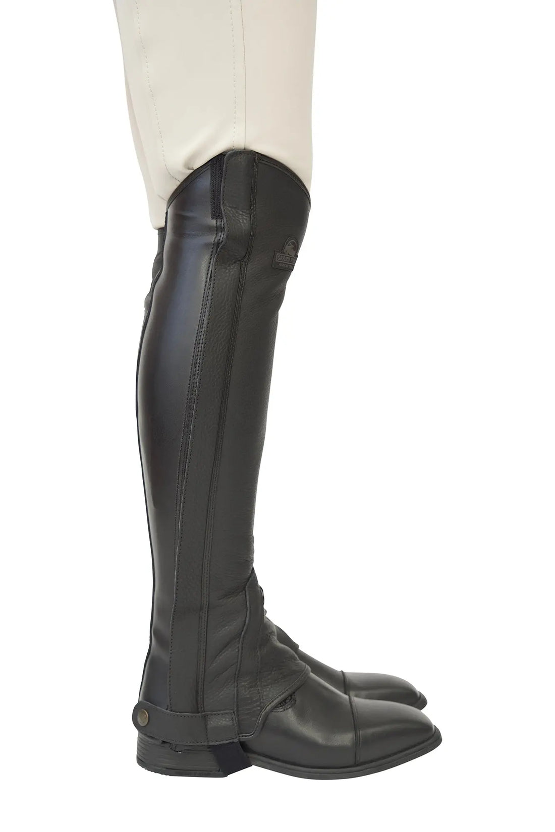 Grand Prix LC Italian Full Leather Half Chaps, Black Grand Prix