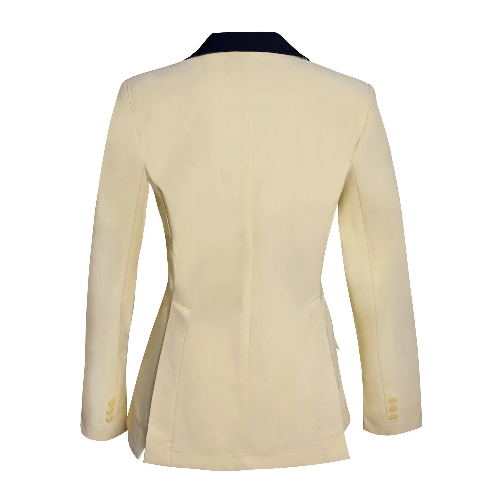 Grand Prix Ladies EQJ 3 Button Show Coat, Butter with Navy Collar