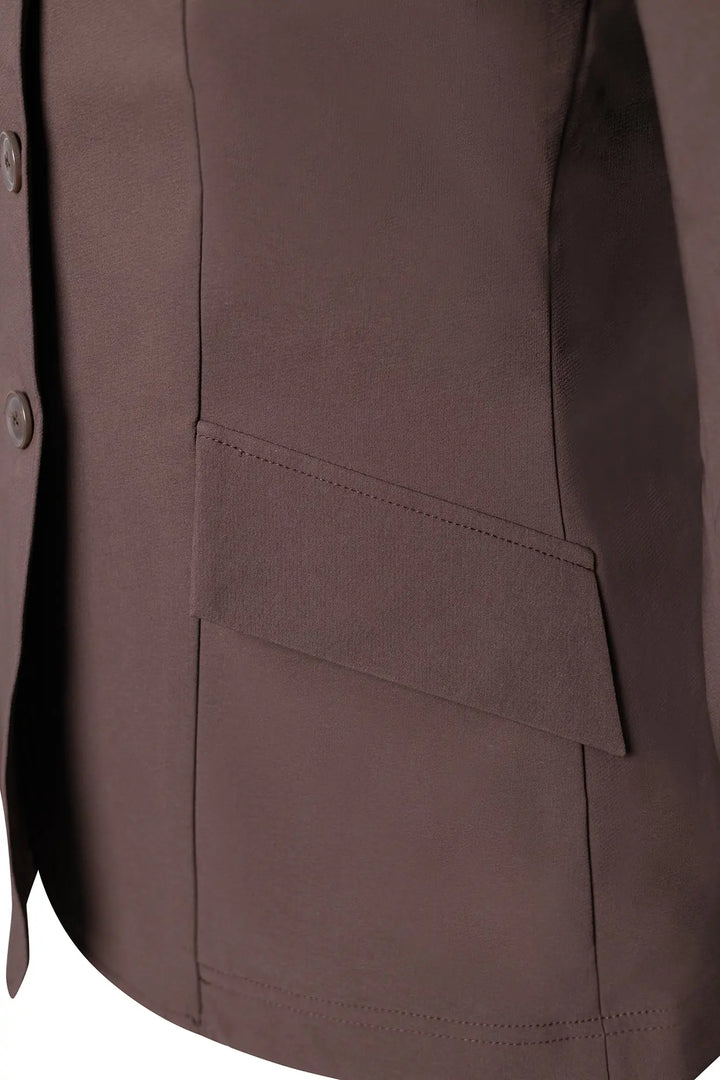 Grand Prix Ladies EQJ 3 Button Show Coat, NY Tech Fabric, Chocolate