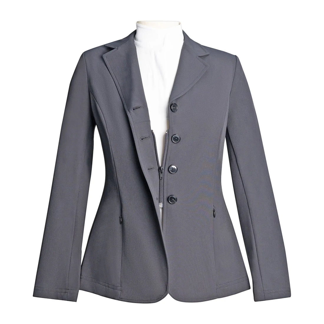 Grand Prix Ladies Quinn Show Coat, 4 Button with Hidden Zipper Closure, Navy
