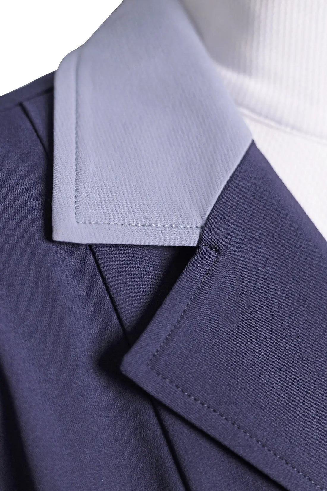 Grand Prix Ladies EQJ 3 Button Show Coat, Navy with Cadet Blue Collar