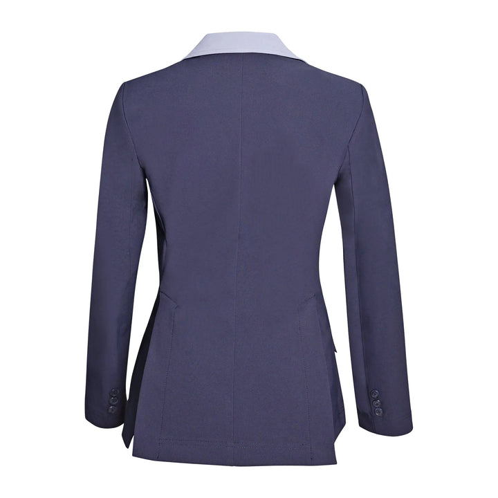 Grand Prix Ladies EQJ 3 Button Show Coat, Navy with Cadet Blue Collar