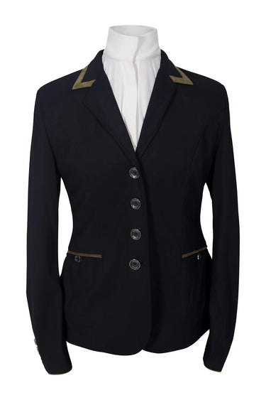 Grand Prix Saltare Premio 4 Button Riding Show Coat, Black with Moss Green Grand Prix