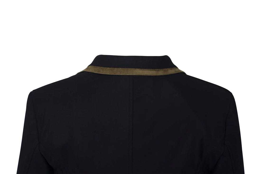 Grand Prix Saltare Premio 4 Button Riding Show Coat, Black with Moss Green Grand Prix