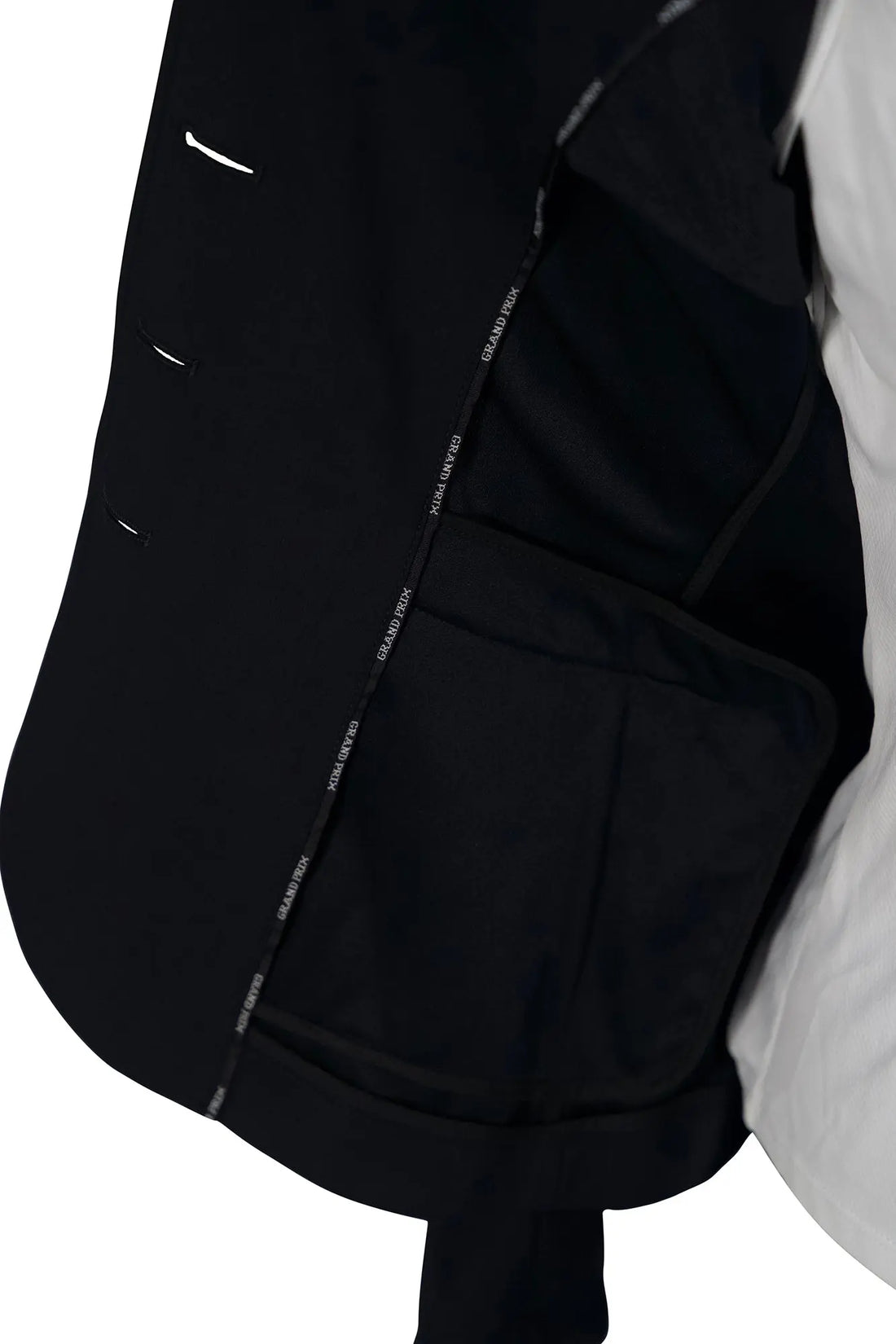 Grand Prix Saltare Premio 4 Button Riding Show Coat, Black with Moss Green Grand Prix