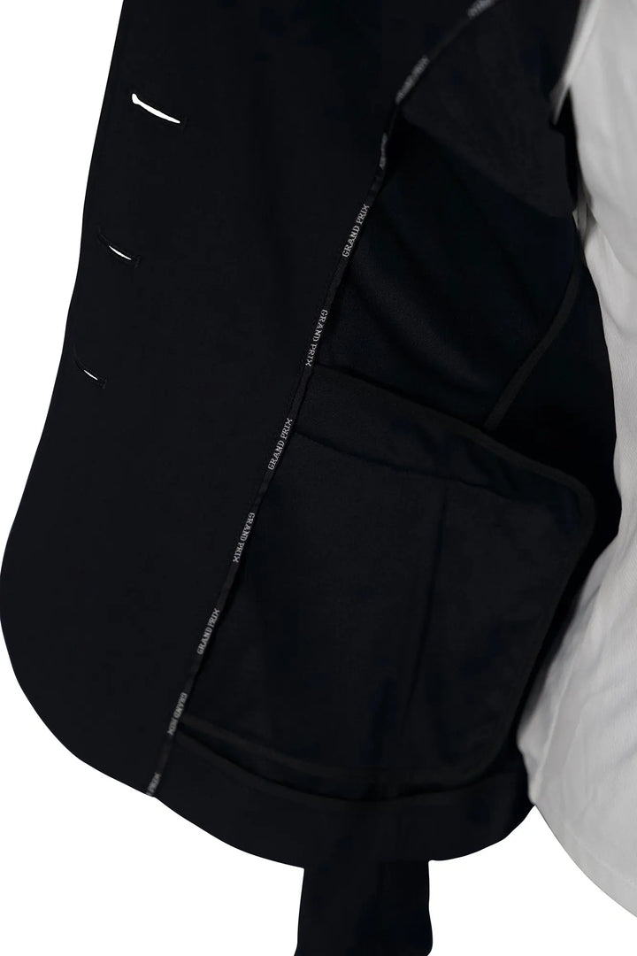 Grand Prix Saltare Premio 4 Button Riding Show Coat, Black with Moss Green Grand Prix