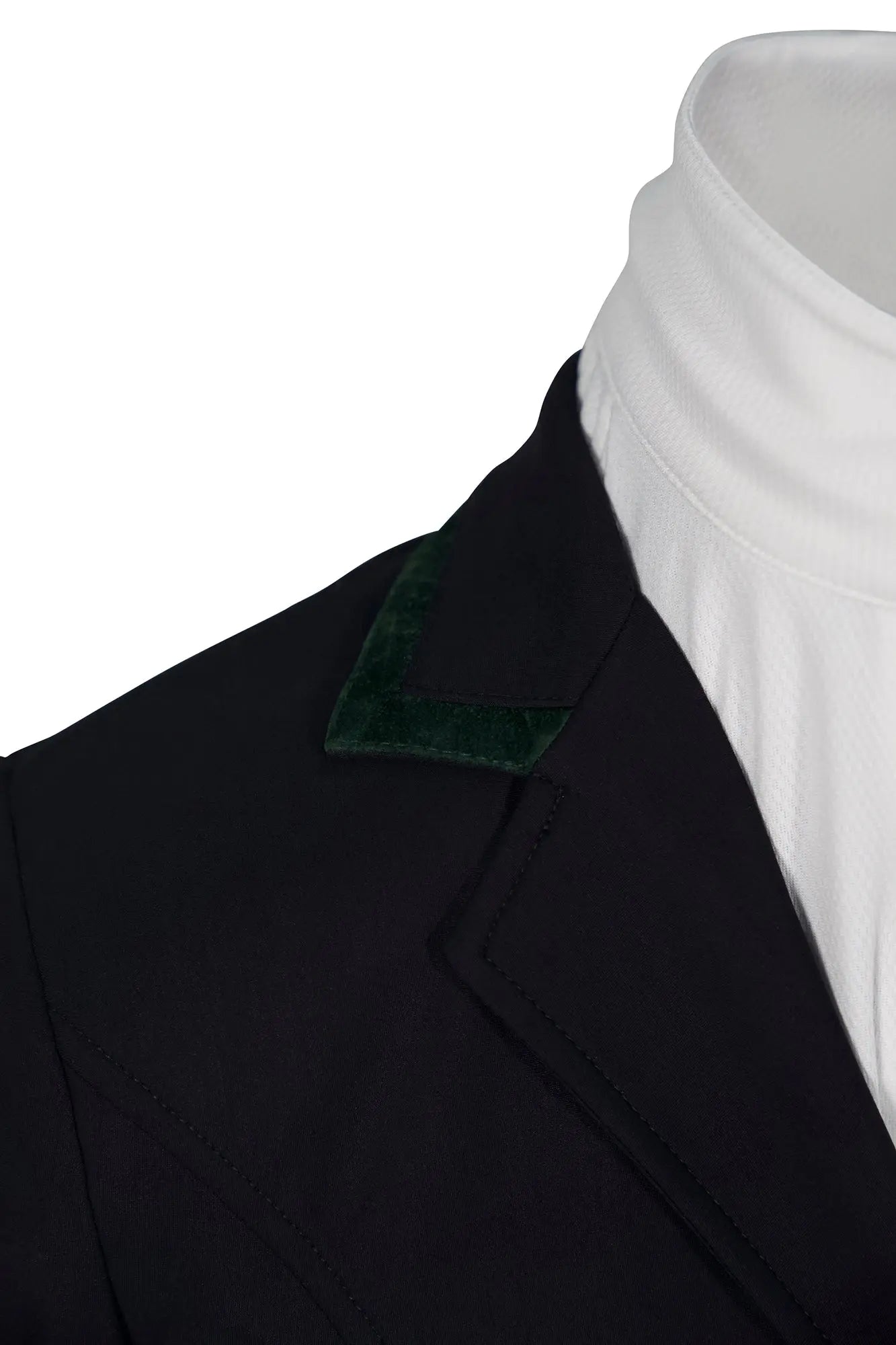 Grand Prix Saltare Premio Riding Show Coat, Black with Dark Green Huntley Equestrian