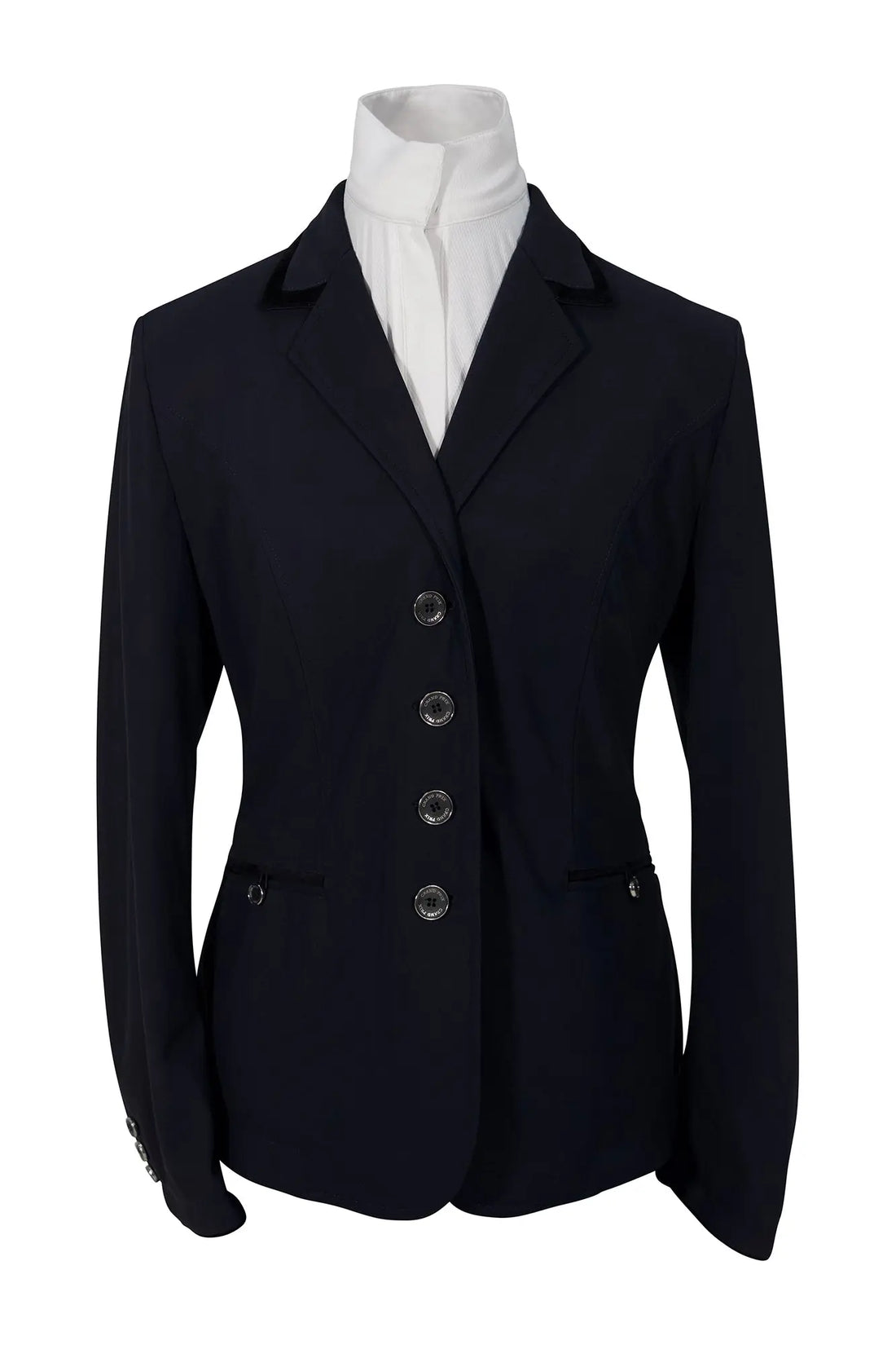 Grand Prix Saltare Premio Riding Show Coat, Navy with Black Huntley Equestrian