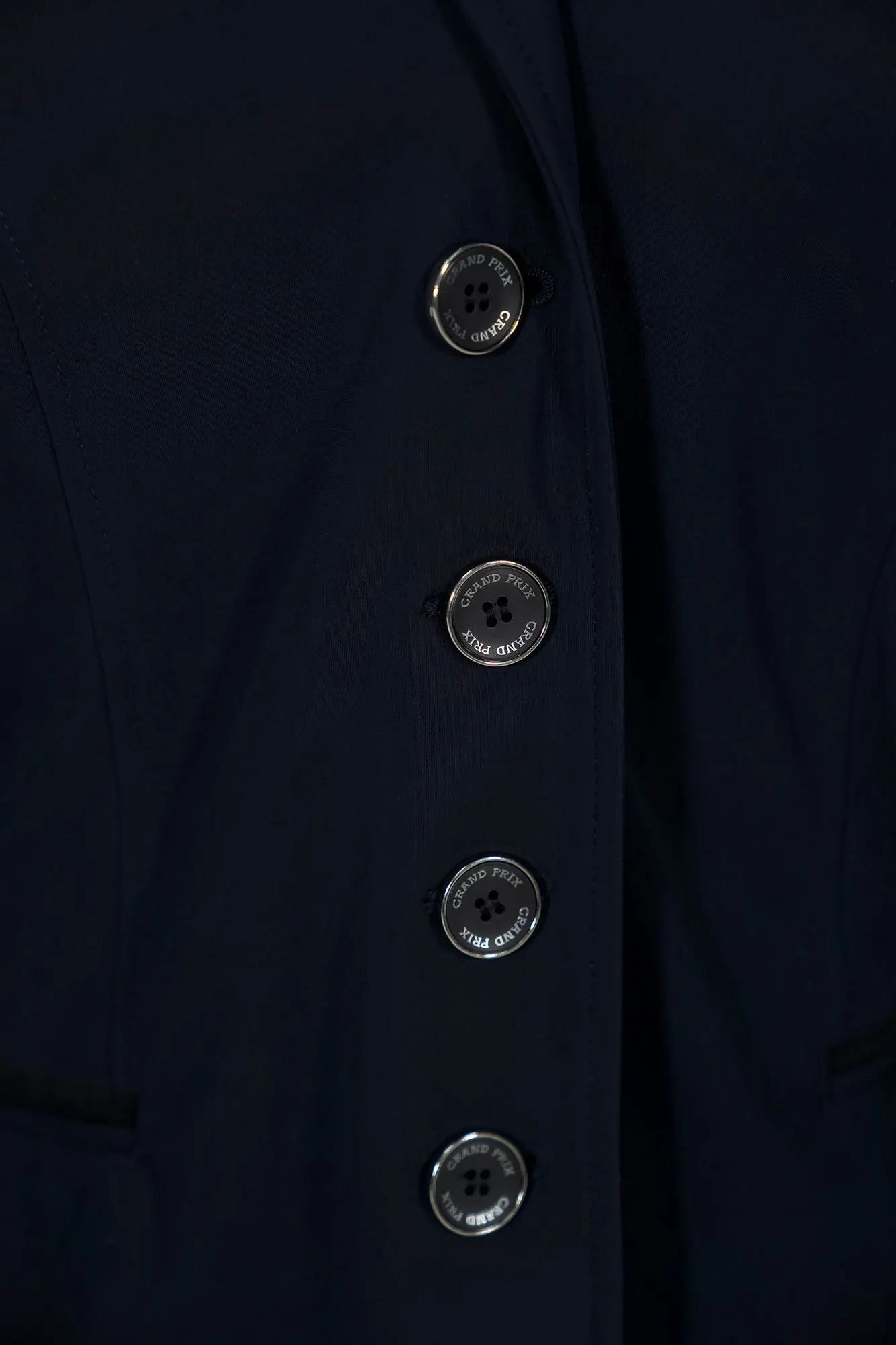 Grand Prix Saltare Premio Riding Show Coat, Navy with Black Huntley Equestrian