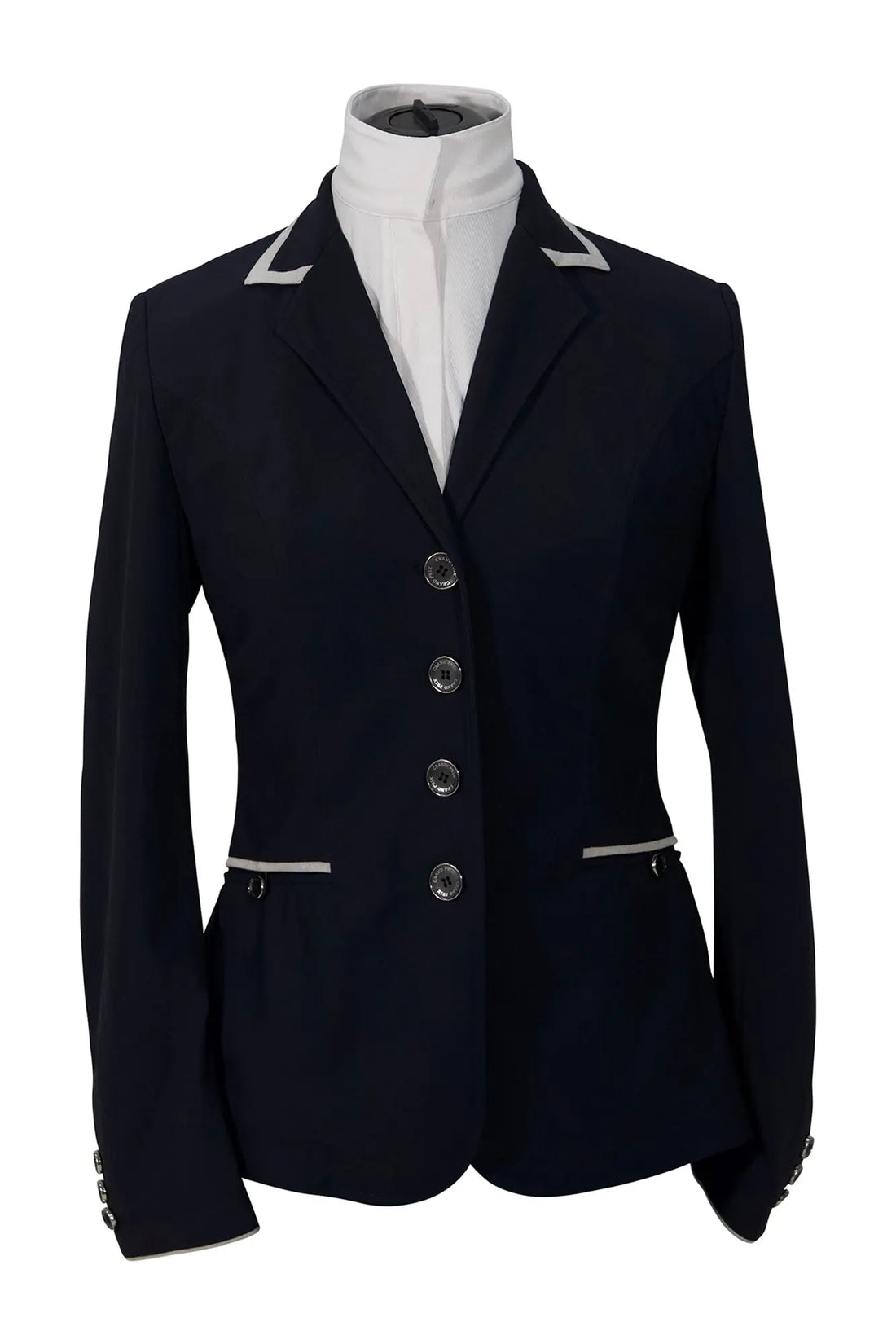 Grand Prix Saltare Premio Riding Show Coat, Navy with Grey Huntley Equestrian