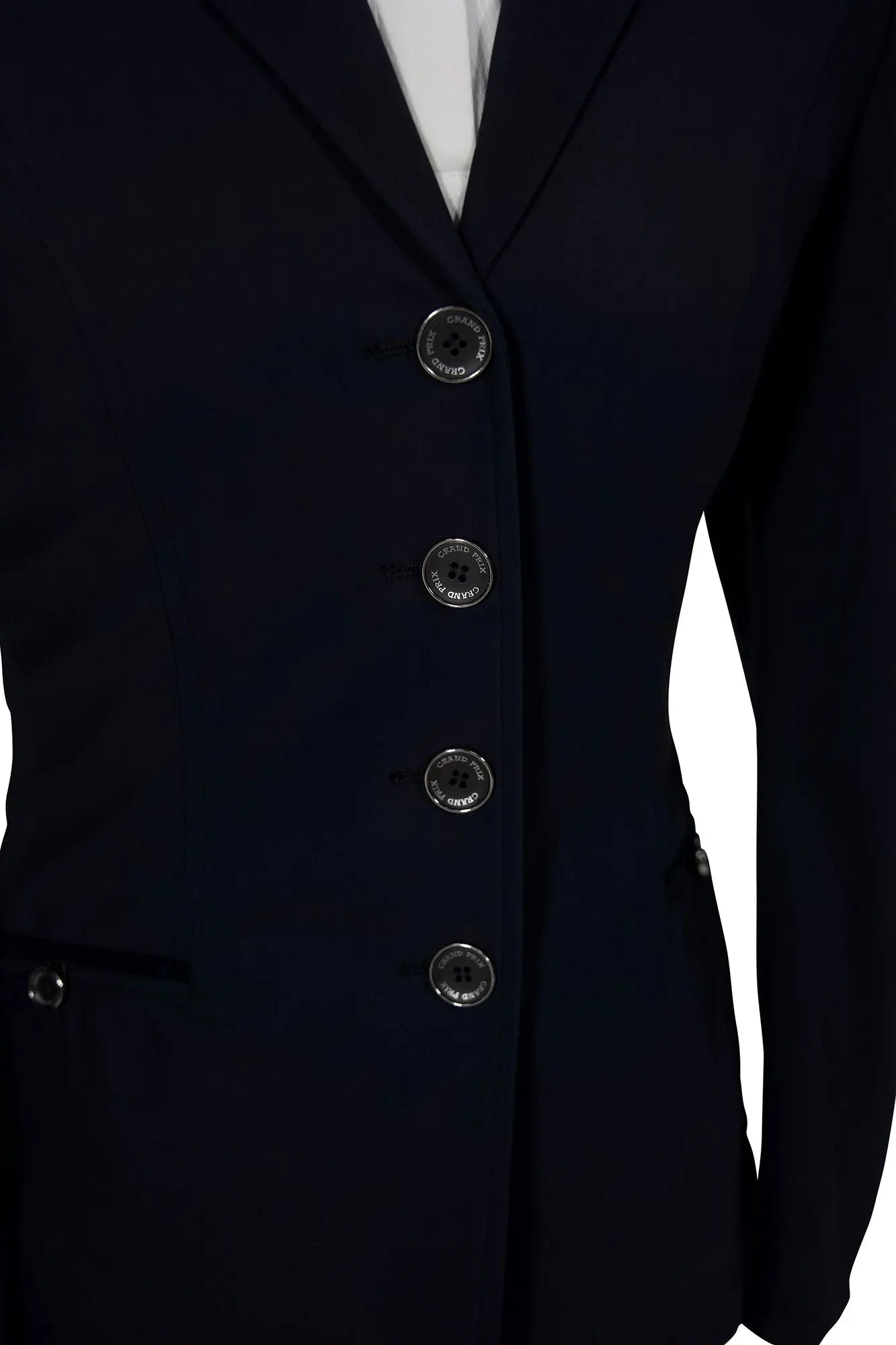 Grand Prix Saltare Premio Riding Show Coat, Navy with Navy Huntley Equestrian