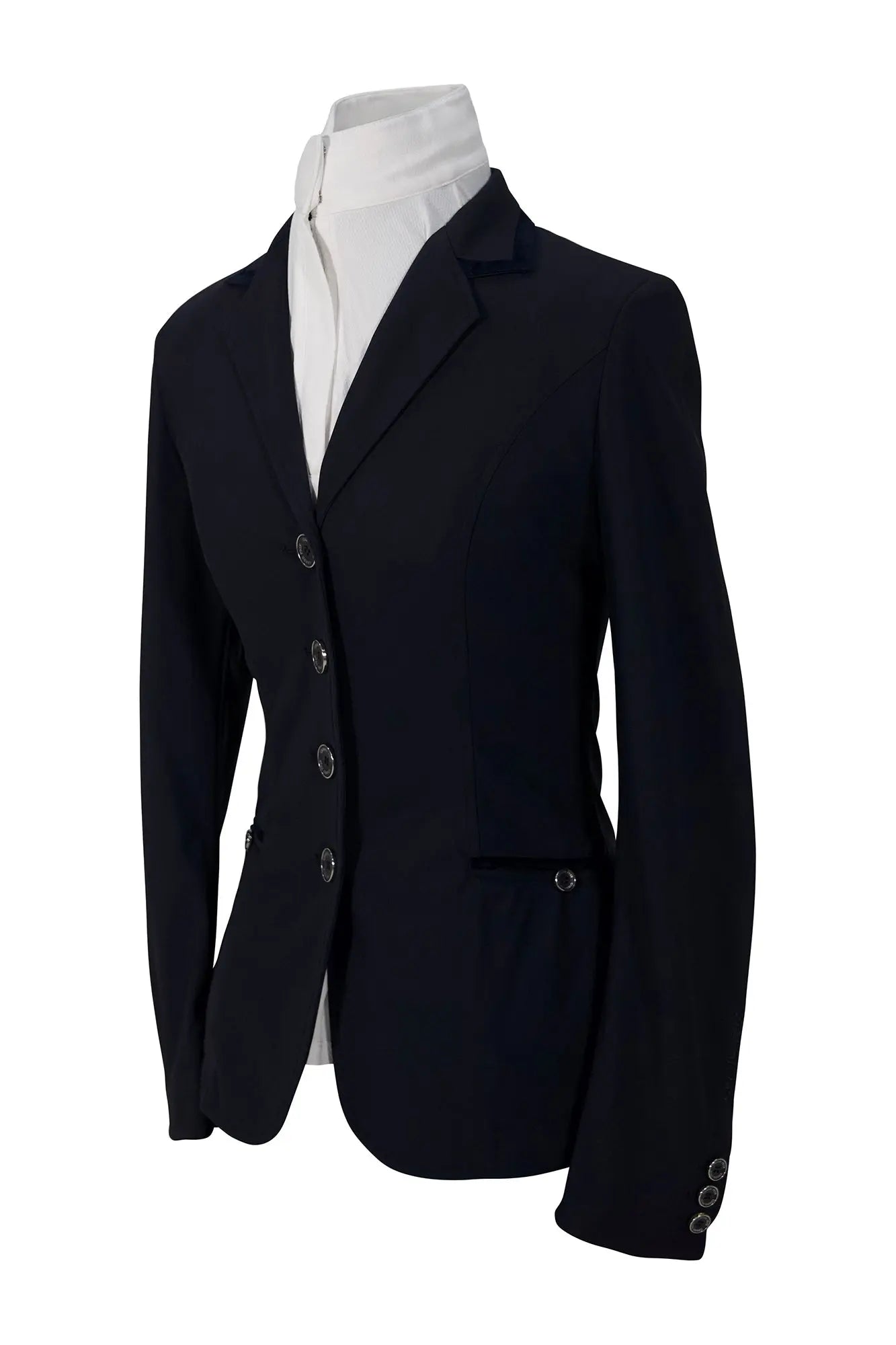 Grand Prix Saltare Premio Riding Show Coat, Navy with Navy Huntley Equestrian