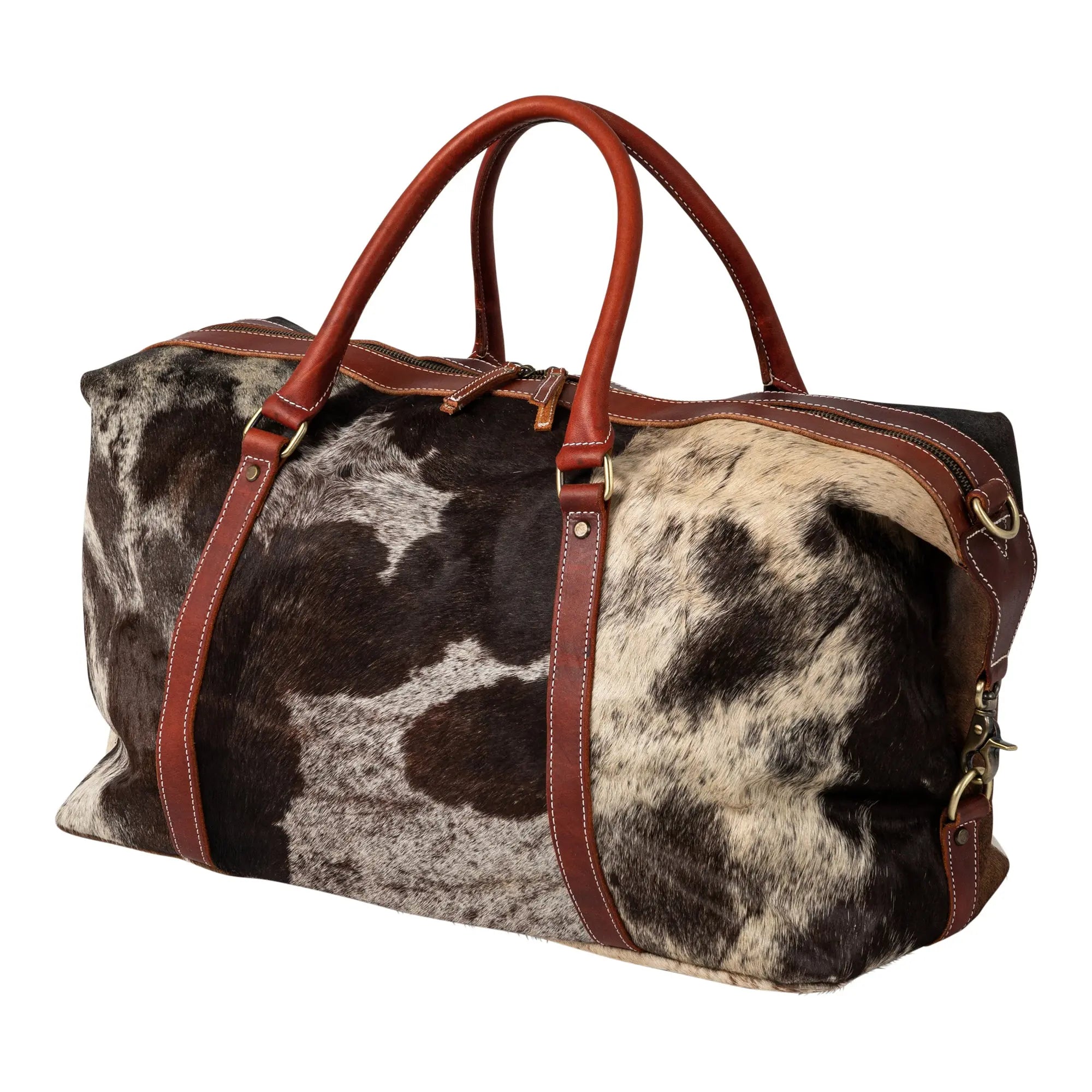 Huntley Cowhide Leather Large Travel Tote Bag Duffle Overnight Weekend Bag Carry On Shoulder Bag - Huntley Equestrian