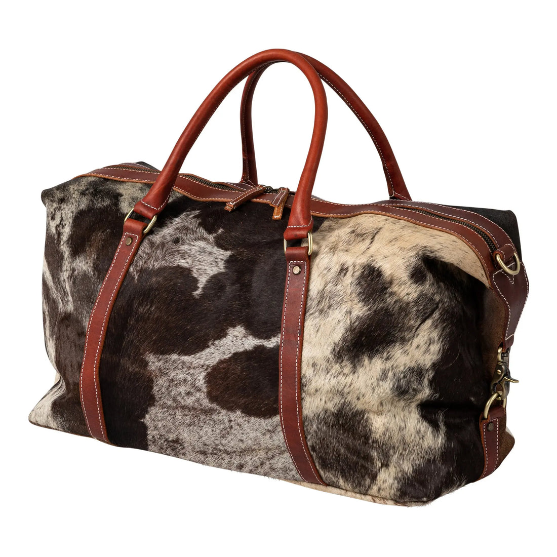 Huntley Cowhide Leather Large Travel Tote Bag Duffle Overnight Weekend Bag Carry On Shoulder Bag - Huntley Equestrian