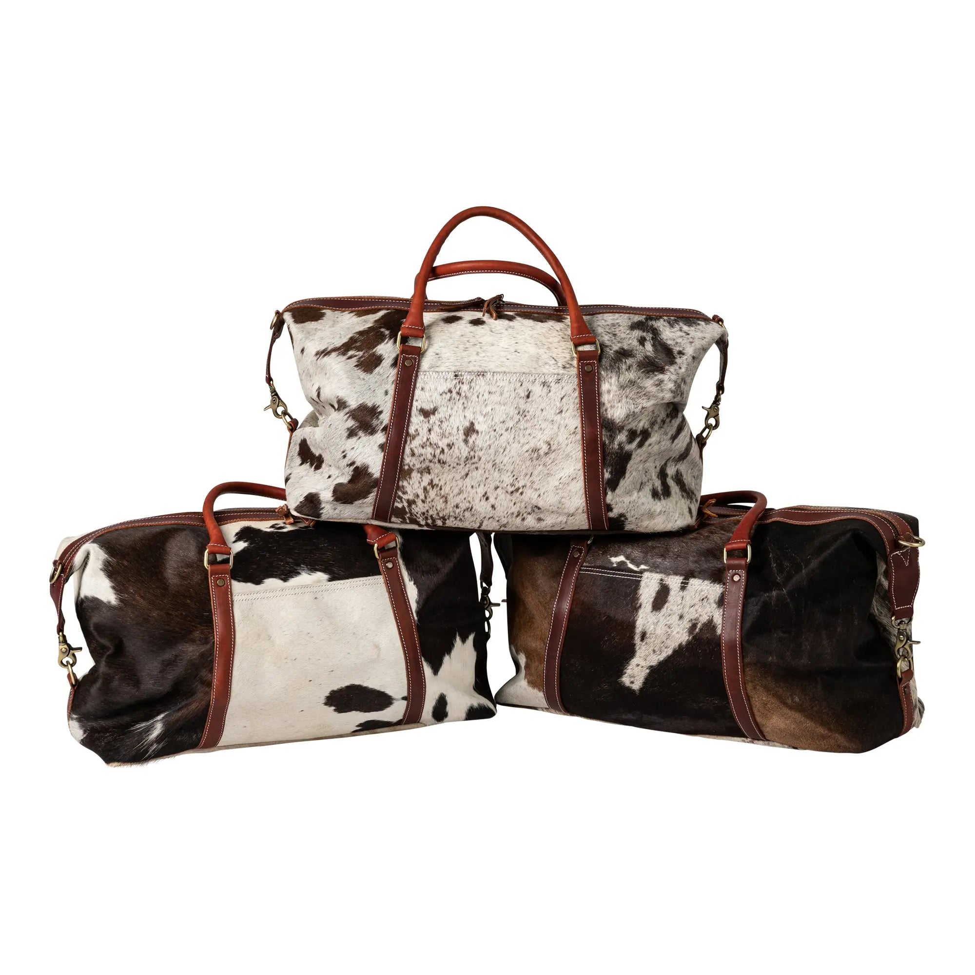 Huntley Cowhide Leather Large Travel Tote Bag Duffle Overnight Weekend Bag Carry On Shoulder Bag - Huntley Equestrian